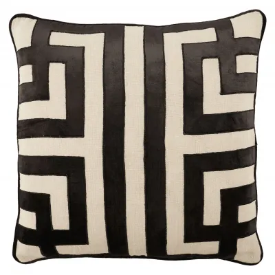 Nikki Chu by Jaipur Living Ordella Black/ Beige Geometric Down Pillow 22 inch