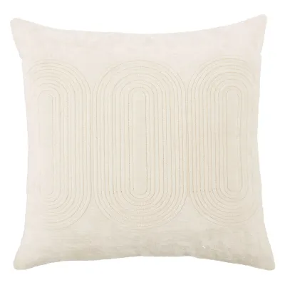 Nikki Chu by Jaipur Living Joyce Ivory/ Gold Geometric Poly Fill Pillow 22 inch