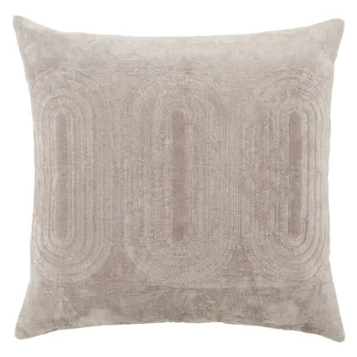 Nikki Chu by Jaipur Living Joyce Light Gray/ Silver Geometric Down Pillow 22 inch