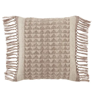 Vibe by Jaipur Living Edris Indoor/ Outdoor Taupe Geometric Poly Fill Pillow 18 inch