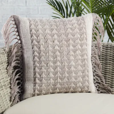 Vibe by Jaipur Living Edris Indoor/ Outdoor Taupe Geometric Poly Fill Pillow 18 inch