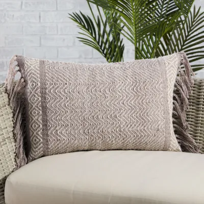 Vibe by Jaipur Living Iker Indoor/ Outdoor Taupe Chevron Poly Fill Lumbar Pillow 16X24