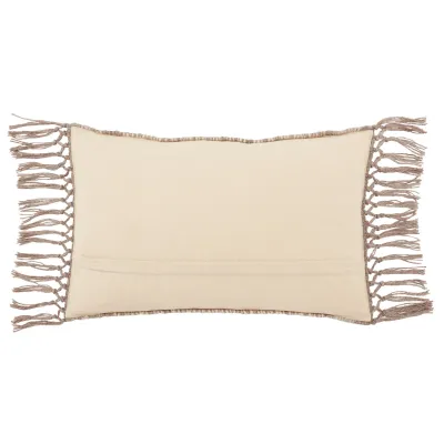 Vibe by Jaipur Living Haskell Indoor/ Outdoor Taupe/ Ivory Geometric Poly Fill Lumbar Pillow 13X21