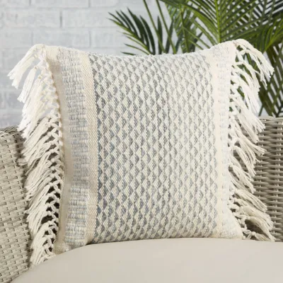 Vibe by Jaipur Living Haskell Indoor/ Outdoor Gray/ Ivory Geometric Poly Fill Pillow 18 inch