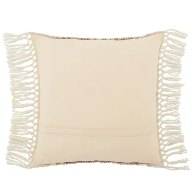 Vibe by Jaipur Living Haskell Indoor/ Outdoor Taupe/ Ivory Geometric Poly Fill Pillow 18 inch