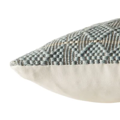 Vibe by Jaipur Living Lindy Indoor/ Outdoor Light Blue/ Gray Geometric Poly Fill Pillow 22 inch