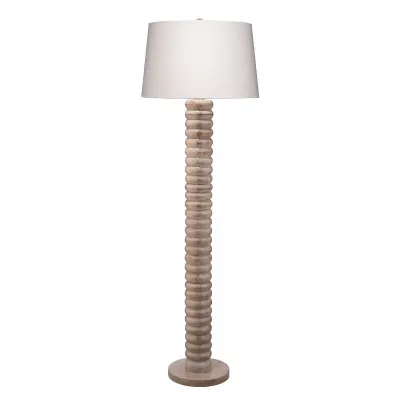 Abacus Mango Wood Floor Lamp with Linen Shade