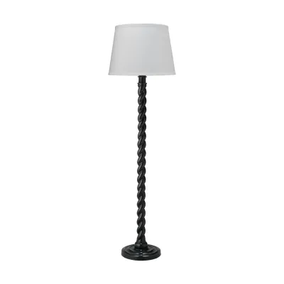 Barley Twist Floor Lamp, Black Metal