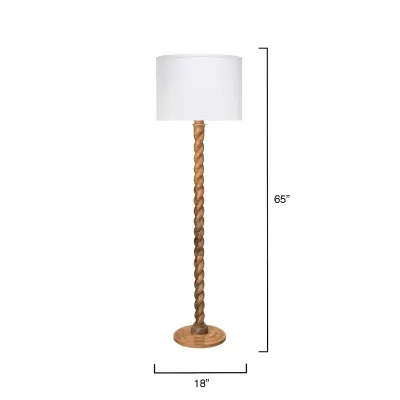 Barley Twist Floor Lamp, Natural Mango Wood