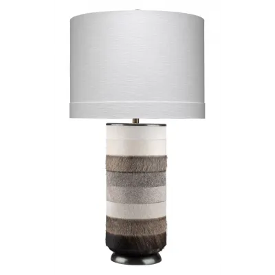 Winslow Hide Table Lamp, Grey and White