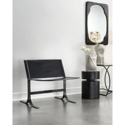 Alessa Leather Sling Chair, Black