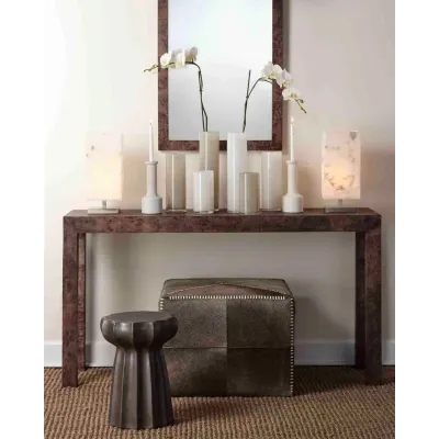 Archer Burl Wood Console, Grey