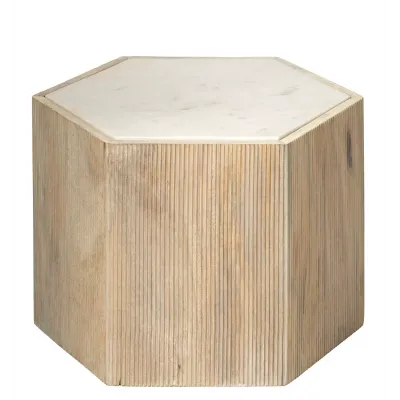 Argan Wood Hexagon Table, Medium