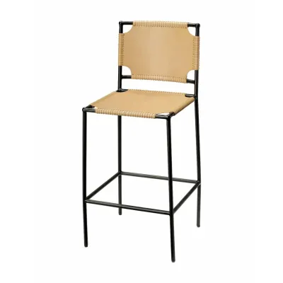 Asher Leather Bar Stool, Cashew