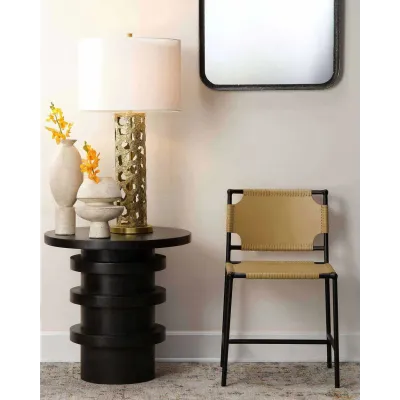 Asher Leather Dining Chair, Cashew