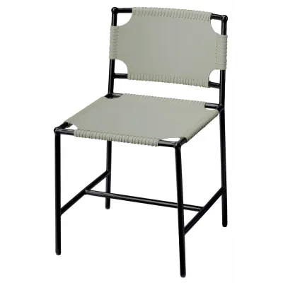 Asher Leather Dining Chair, Grey