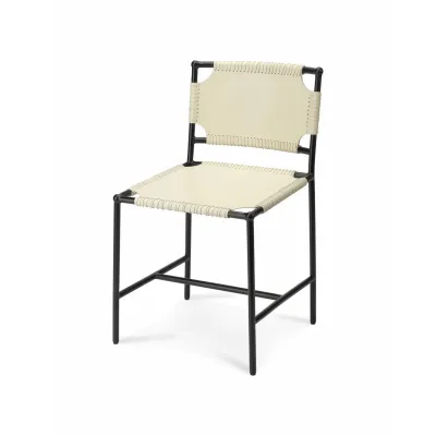 Asher Leather Dining Chair, White