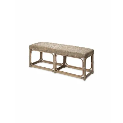 Avery Rattan Bench, Grey