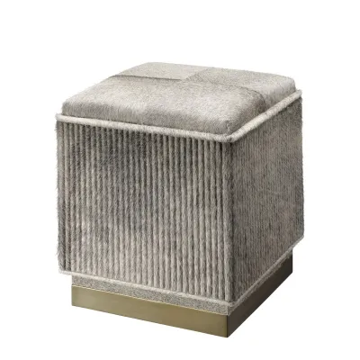 Easton Hide Ottoman, Grey