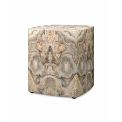 Ink Blot Faux Marble Side Table, Cream