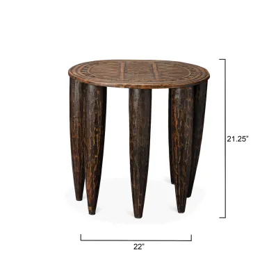 Naga Mango Wood Side Table, Brown