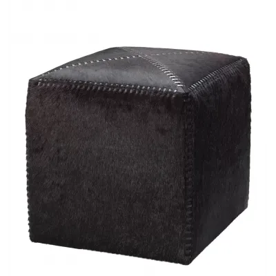 Espresso Hair on Hide Ottoman, Small