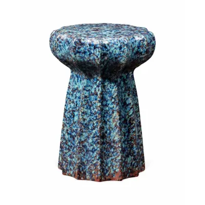 Oyster Ceramic Table, Multi-Blue