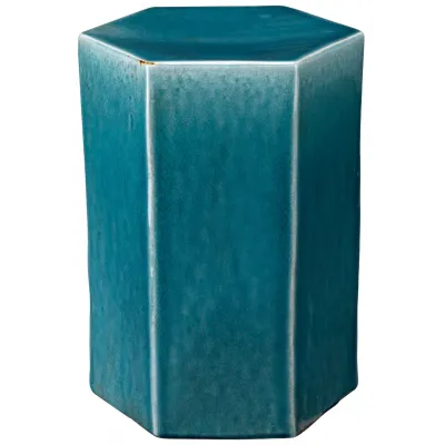 Porto Ceramic Indoor/Outdoor Side Table-Large, Azure