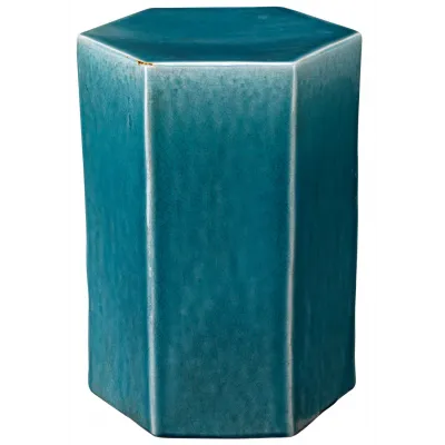 Porto Ceramic Indoor/Outdoor Side Table-Small, Azure