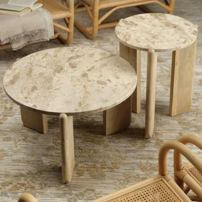 Quarry Wood and Tendua Stone Coffee Table