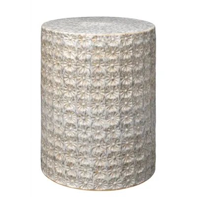 Wildflower Ceramic Side Table, Cream