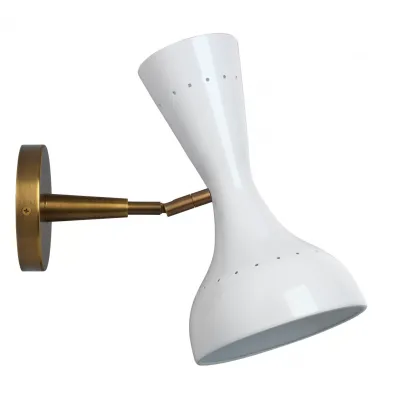 Pisa Wall Sconce, White Lacquer and Antique Brass Metal