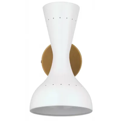 Pisa Wall Sconce, White Lacquer and Antique Brass Metal