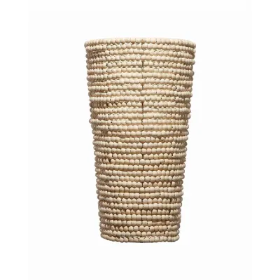Seawall Natural Wood Beads Beaded Cone Sconce