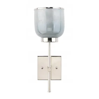 Vapor Single Sconce, Nickel and Blue Opal Metallic Glass