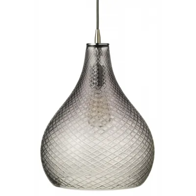 Cut Glass Curved 1-Light Pendant, Grey