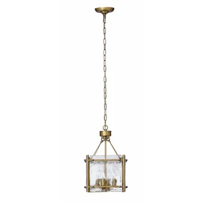 Glenn Small Square Metal Chandelier, Antique Brass