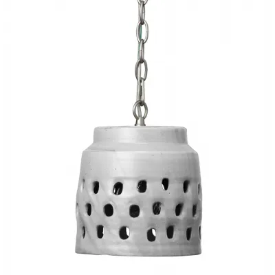 Perforated Ceramic 1-Light Pendant, Grey