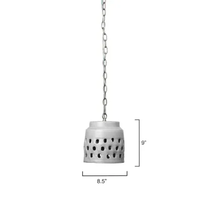 Perforated Ceramic 1-Light Pendant, Grey