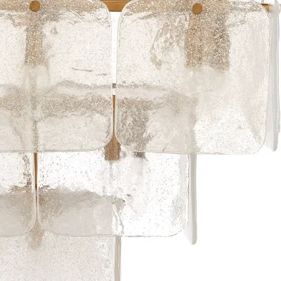 Perignon Three Tier Chandelier Melted Ice Glass & Antique Brass