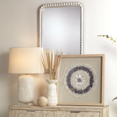 Rectangle Audrey Mirror, White Washed Wood