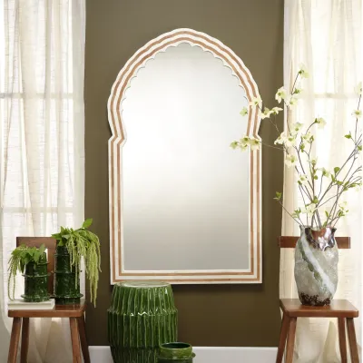 Bardot 60" Wood & Buffalo Bone Arch Mirror