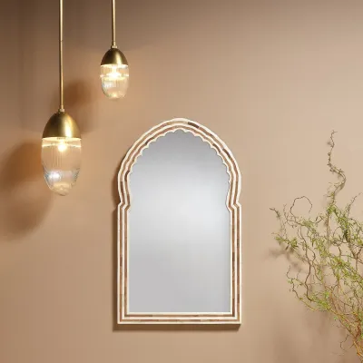 Bardot Large Bone & Wood Arch Mirror