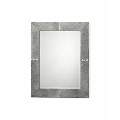 Cross Stitch Rectangle Hide Mirror, Grey