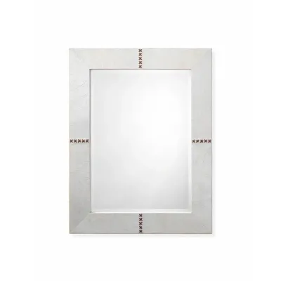 Cross Stitch Rectangle Hide Mirror, White