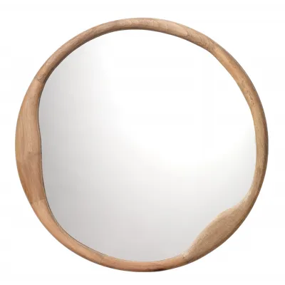 Organic Mango Wood Round Mirror