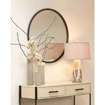 Refined Iron Round Mirror, Black