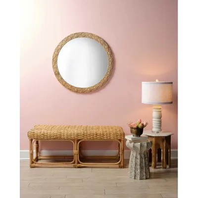 Relief Wood Carved Round Mirror