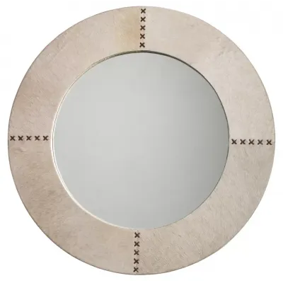 Round Cross Stitch Mirror, White Hide