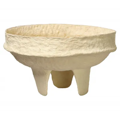 Field Cotton Mache Low Bowl, Cream